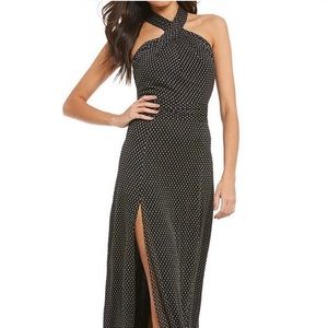 Black Swiss Dot Primrose Halter Maxi Dress size 8